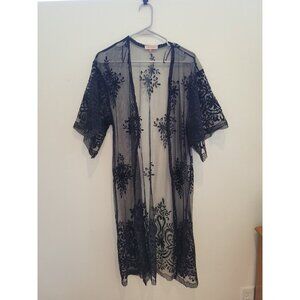 Mele E Pere Velvet Sheer Black Cardigan Funeralcore WhimsyGoth Wednesday Witchy